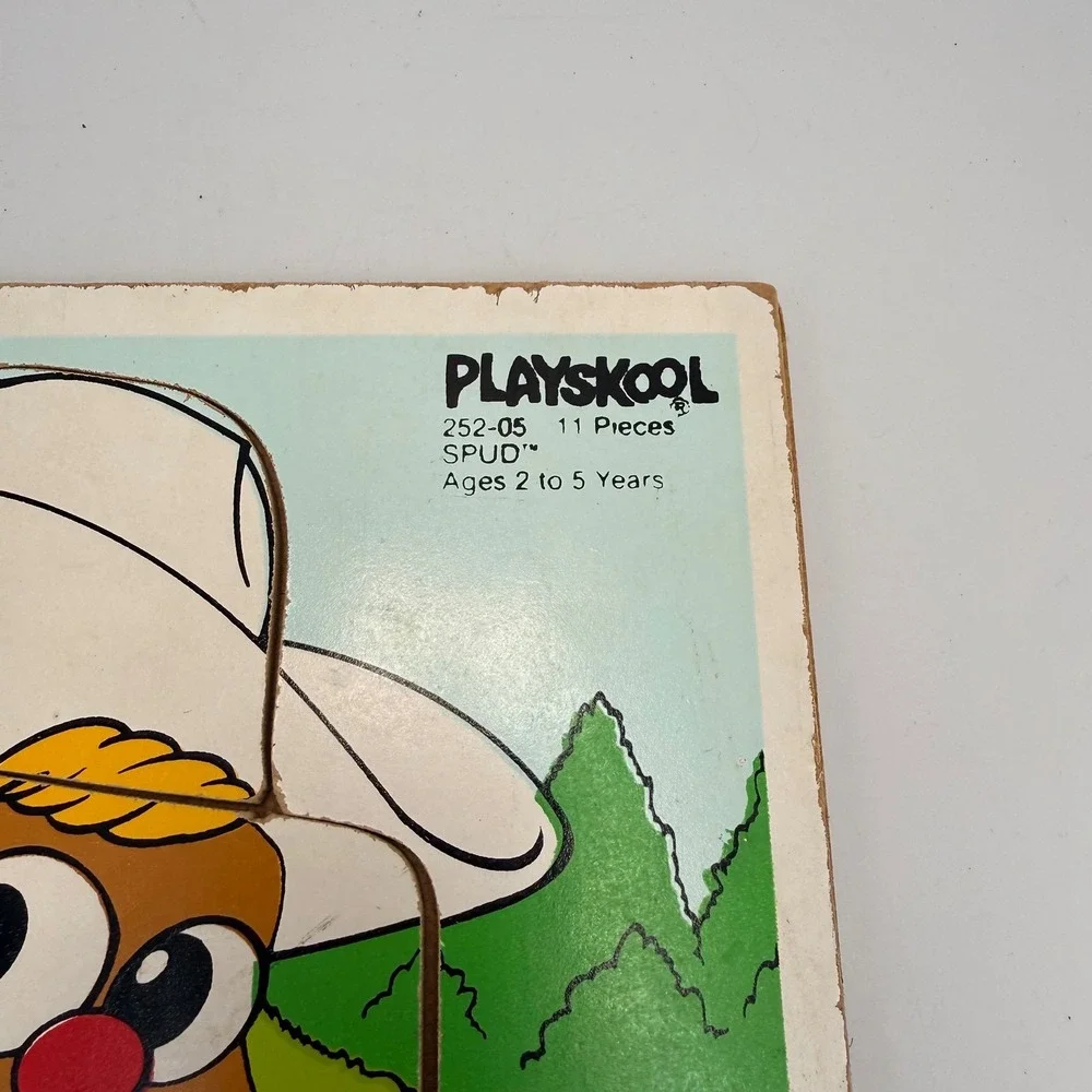 Vintage 1985 Playskool Mr Potato Head Spud Cowboy Wood Puzzle 11 Piece 252-05
